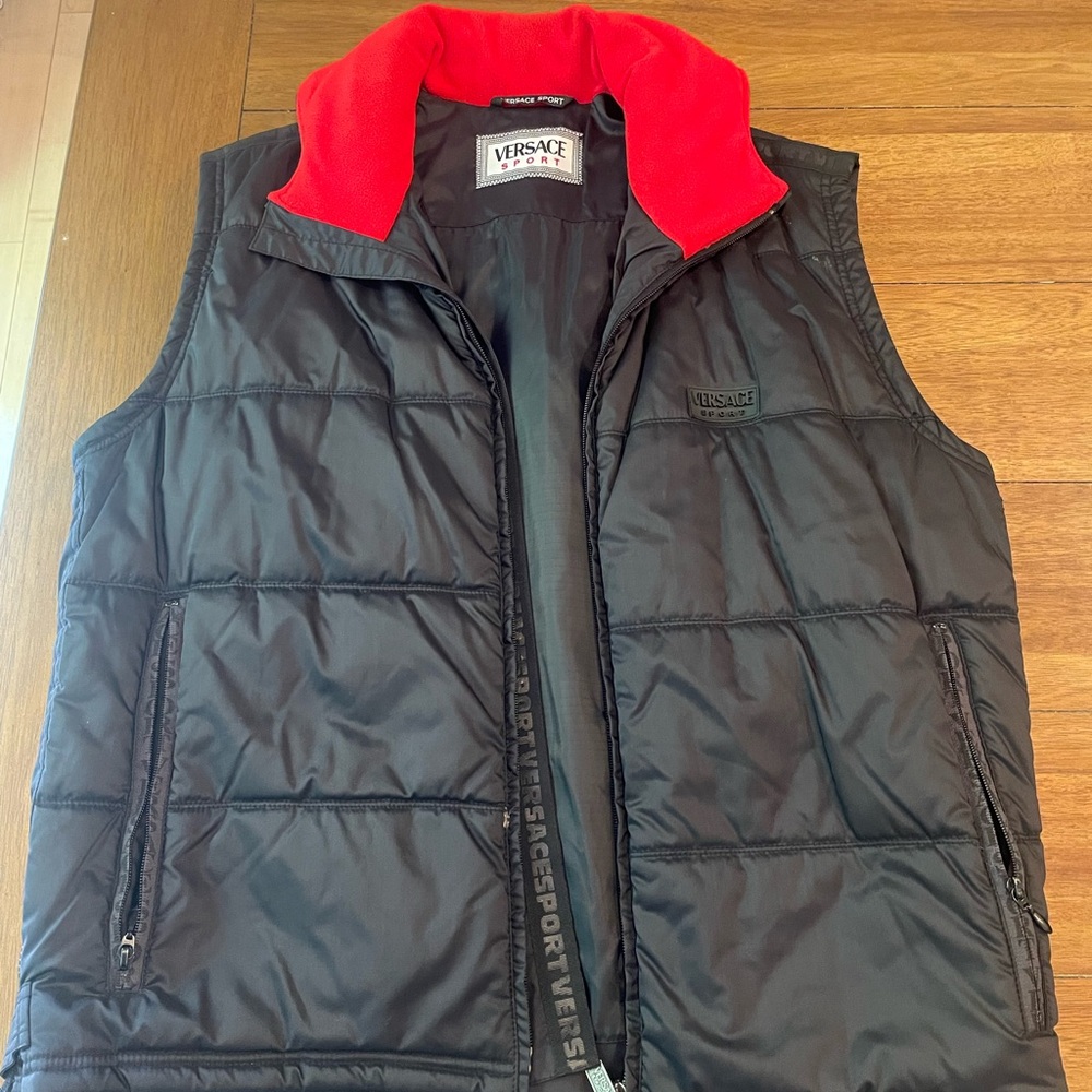 Versace Black and Red Men's Puffer Vest